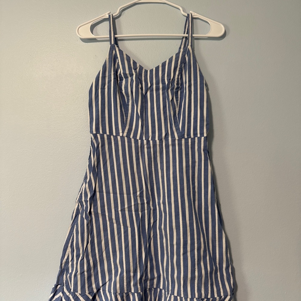 Striped Blue and White Mini Sundress with Adjustable Straps